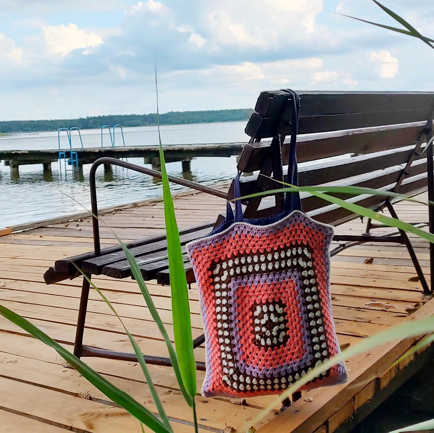 Crochet Pattern: Granny Square Tote Bag With Lining, Easy Boho Crochet ...