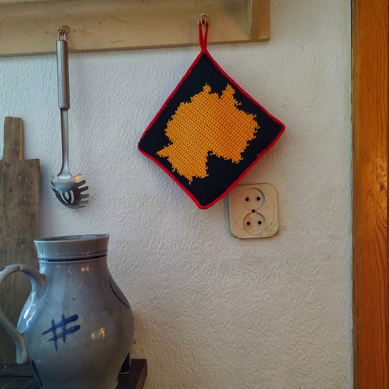Crochet Pattern / Germany Map Potholder, German Gift for Home, Hotpad ...