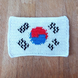 Crochet Pattern: Flag of South Korea, Mug Rug, Backpack Patch, Applique, Bunting (PDF Pattern)