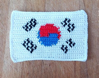 Crochet Pattern: Flag of South Korea, Mug Rug, Backpack Patch, Applique, Bunting (PDF Pattern)
