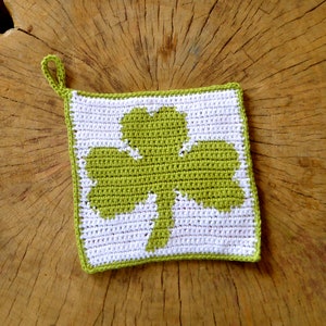 Crochet Shamrock Potholder Pattern: St Patricks Day Decor (PDF Pattern)