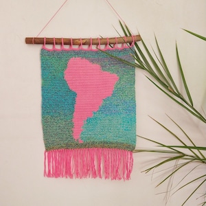 Crochet Pattern / South America Map Wall Hanging: Back to School Gift, Montessori Classroom Decor - Fun Geography Lesson! digital download