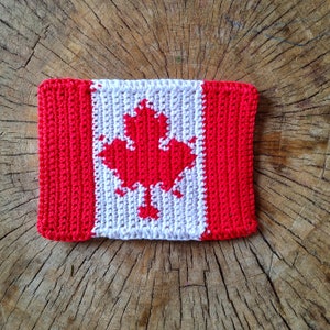 Crochet Pattern/ Canadian Flag, Maple Leaf, Mug Rug, Crochet Applique, Flag of Canada, Bunting Flag, Travel Patch, Downloadable PDF