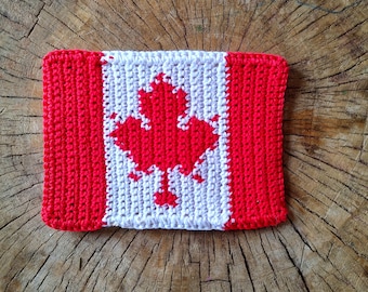 Crochet Pattern/ Canadian Flag, Maple Leaf, Mug Rug, Crochet Applique, Flag of Canada, Bunting Flag, Travel Patch, Downloadable PDF