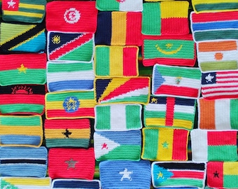 54 African Flags Crochet Patterns PDF: Mug Rug, Flag Patch, Bunting, Applique