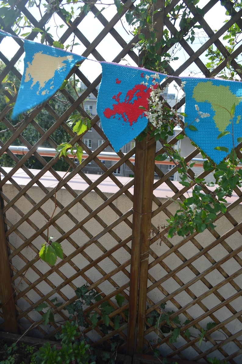 Crochet Pattern Montessori Continents Bunting Geography Garland Hanging Decoration for Kids