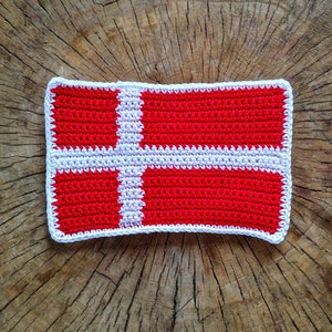Crochet Pattern/ Denmark Flag, Mug Rug, Crochet Applique, Flag of Denmark, Bunting Flag, Travel Patch, Flag Coaster