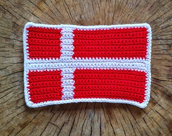 Crochet Pattern/ Denmark Flag, Mug Rug, Crochet Applique, Flag of Denmark, Bunting Flag, Travel Patch, Flag Coaster