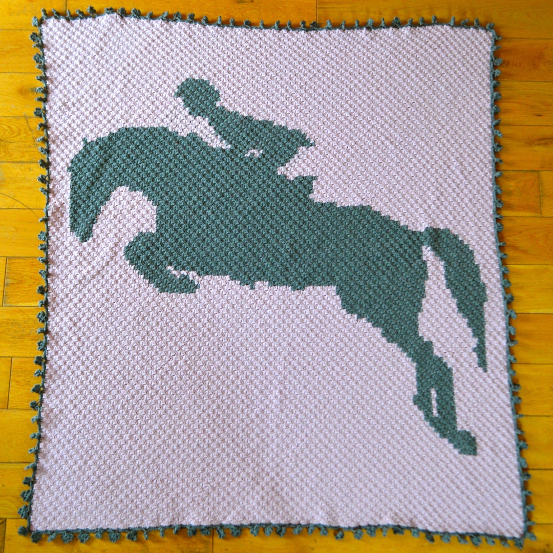 Crochet Pattern // Horse Jumping C2C Blanket, Graphgan, Crochet Blanket