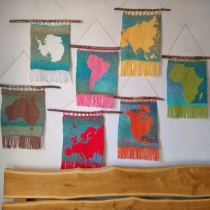 7 Crochet Patterns: Wall Hanging Montessori Map Set, Geography, Travel Wall Decor, Africa, America, Asia, Europe, Australia, Antarctica