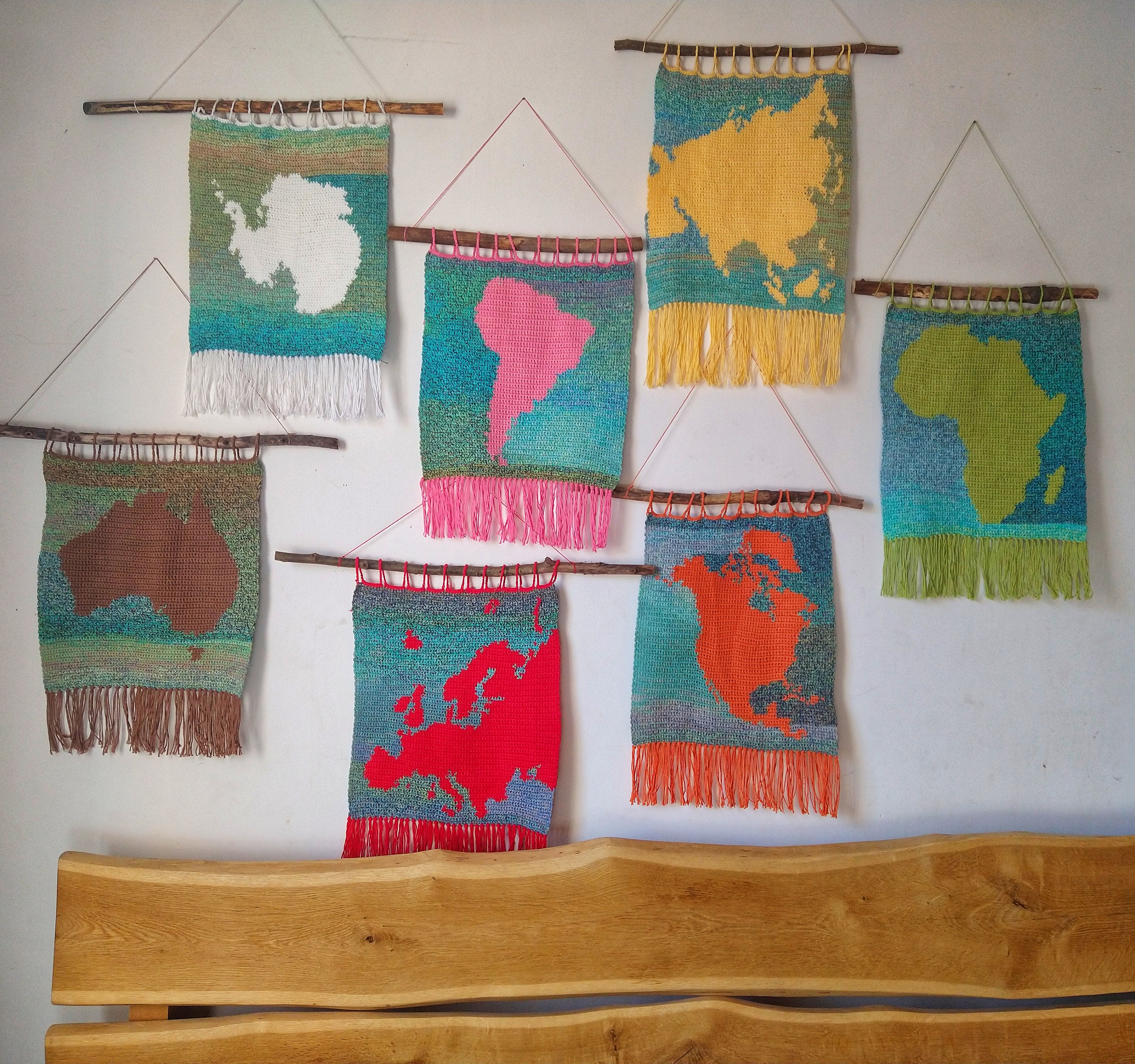 Crochet Map Wall Hanging Patterns: Montessori Continent Set (PDF ...