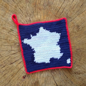 Crochet Pattern: France Map Potholder, Gift for Chef, Gift For Home, Crochet for Kitchen, Cooking Gift, Geography, Travel Decor