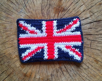 Crochet Pattern/ British Flag, Union Jack, United Kingdom, Mug Rug, Crochet Applique, Bunting Flag, Travel Patch, Instant Download PDF