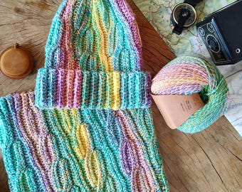 Crochet Hat and Cowl Pattern Winter Set: Short Row Cables (PDF Pattern)
