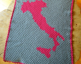 Crochet Italy Map Baby Blanket Pattern: C2C Merino Wool (Digital Download)