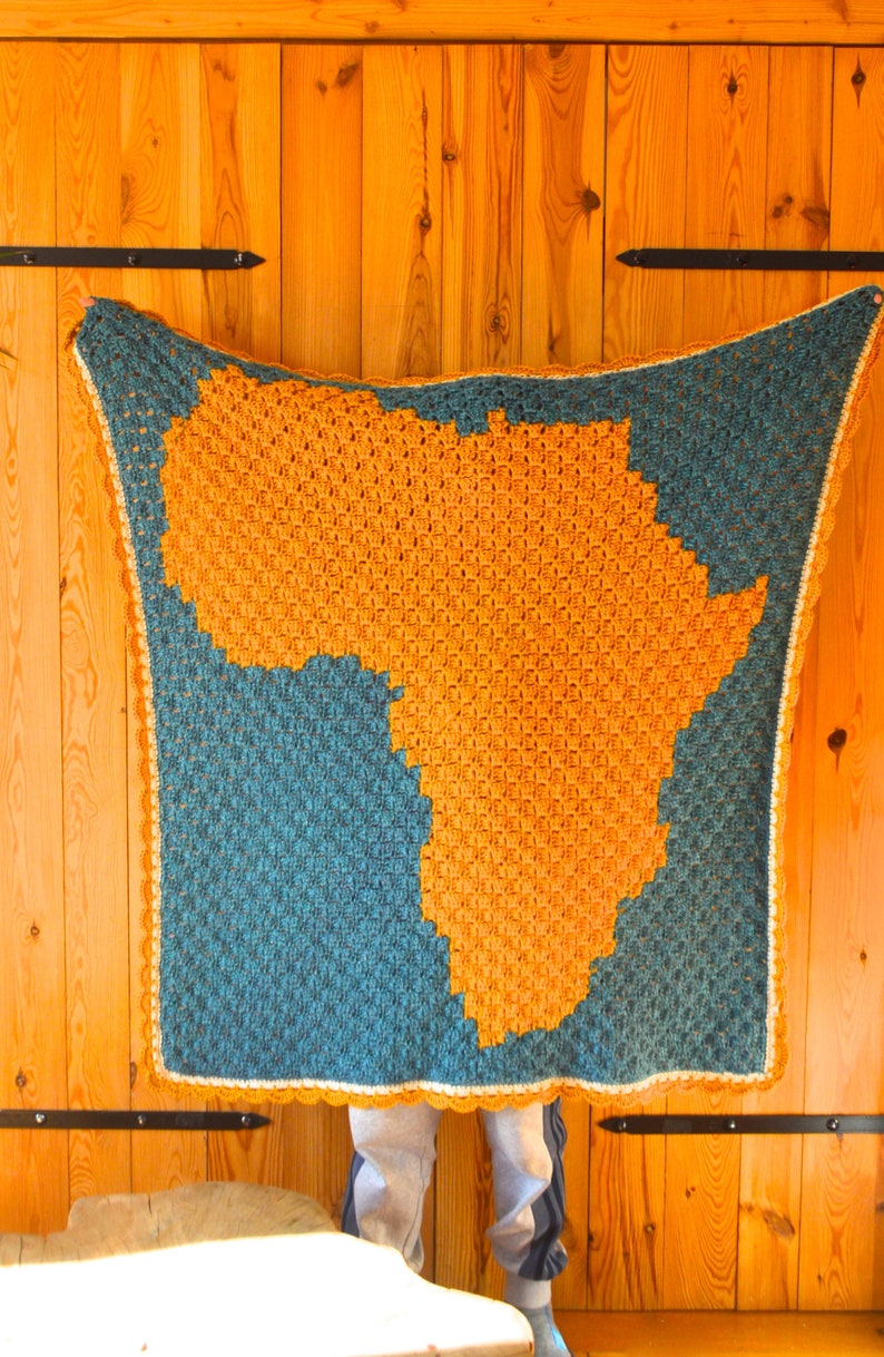 Crochet Pattern // Vintage Africa Map C2C Blanket Etsy