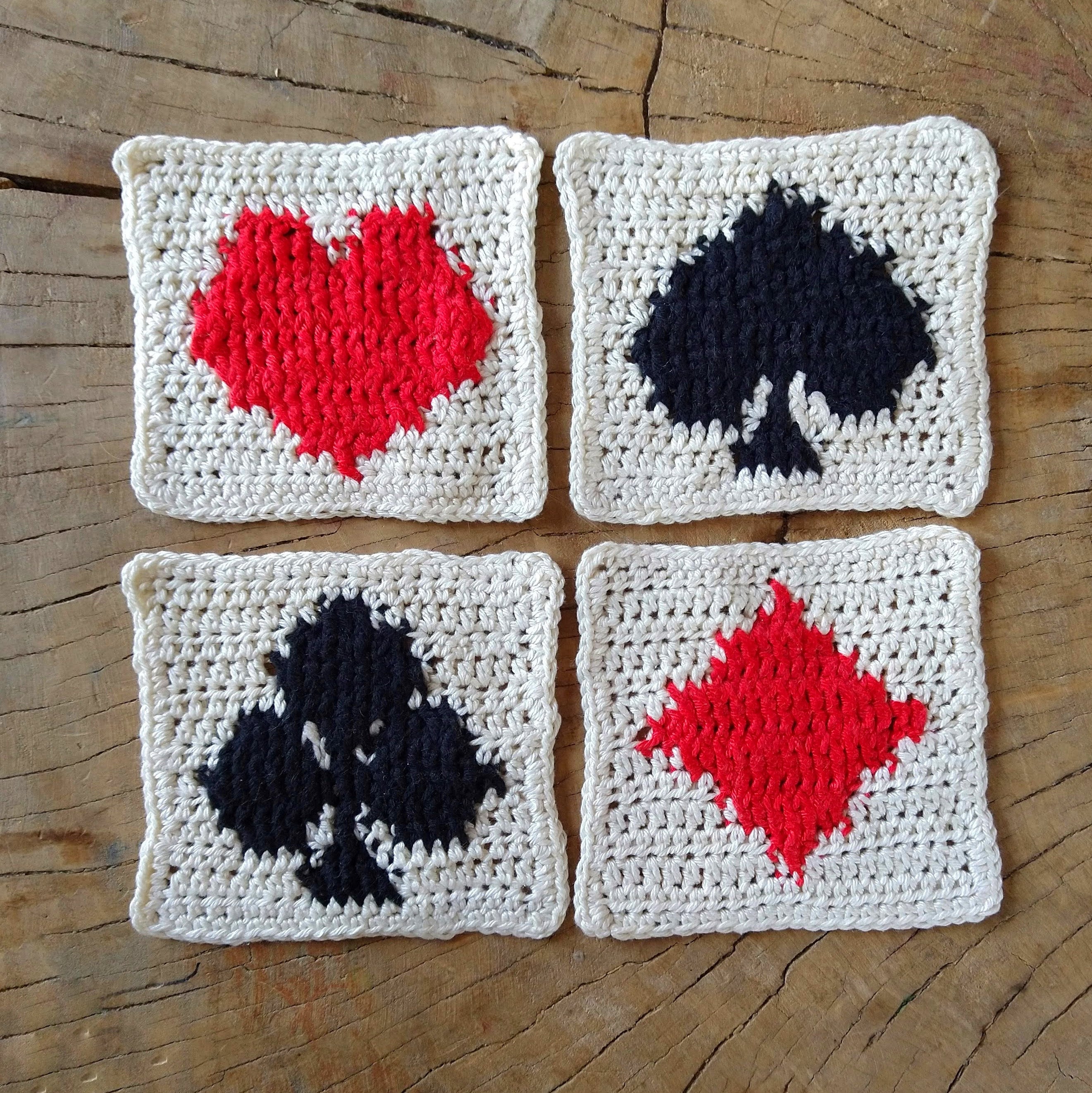 38 Crochet Square Patterns to Build Your Next Project 18 Crochet Playing Card Squares Pattern: Heart