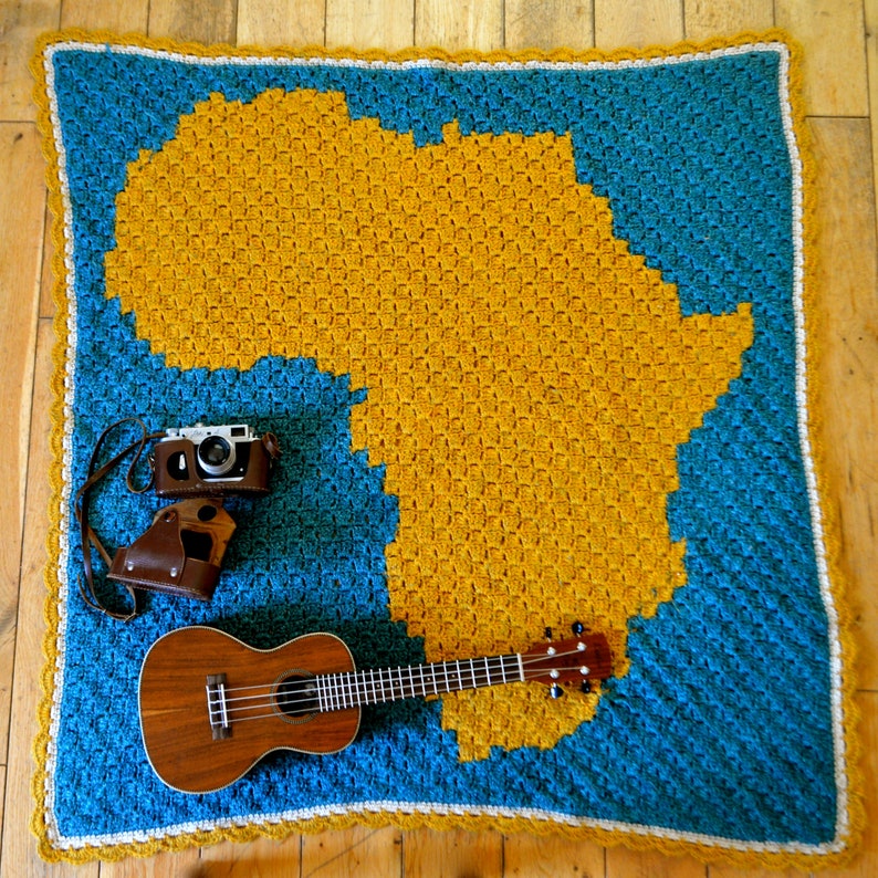 Crochet Pattern // Vintage Africa Map C2C Blanket Map Etsy