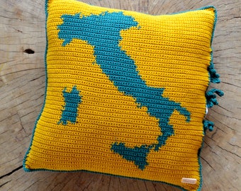 Crochet Pattern // Italia Cushion / Italy Map Pillow Cover / Italy Pillow Case
