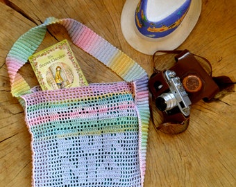 Crochet Pattern // California Crossbody Bag, Filet Crochet Bag, Summer Tote, Map of California, Market Bag, Travel Accessories