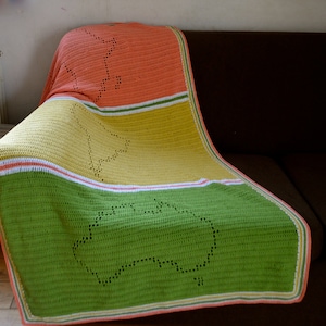 Crochet Pattern/Filet Crochet Blanket, Map Blanket, Picnic, Beach, Australia, South America and Africa Map Afghan, Teenager Geography decor