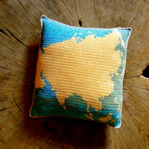 Asia Map Crochet Pillow Cover Pattern: Geography Home Decor (PDF Pattern)