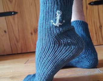 Crochet Pattern: Anchor Socks, Wool Socks, Men Socks written pattern PDF