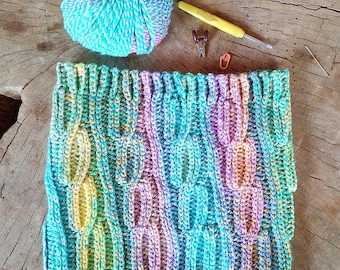 Crochet Cable Cowl Pattern: Aurora Winter Neck Warmer (PDF Pattern)