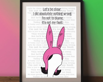 Bob's Burgers Quote Print, Bad Stuff Happens in the Bathroom Song, Louise Belcher, Digital Download