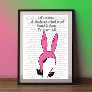 Bob&#39;s Burgers Quote Print, Bad Stuff Happens in the Bathroom Song, Louise Belcher, Digital Download