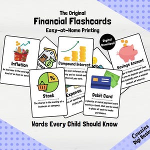 40 Flashcards de Educação Financeira para Imprimir, Educação Financeira para Crianças, Ensino Fundamental, Médio e Médio, Download Digital, Montessori