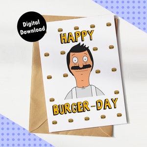 Bob Belcher, Carte d’anniversaire Bob’s Burgers, Carte B-day, Fête des pères, Imprimable, Numérique, Téléchargement instantané