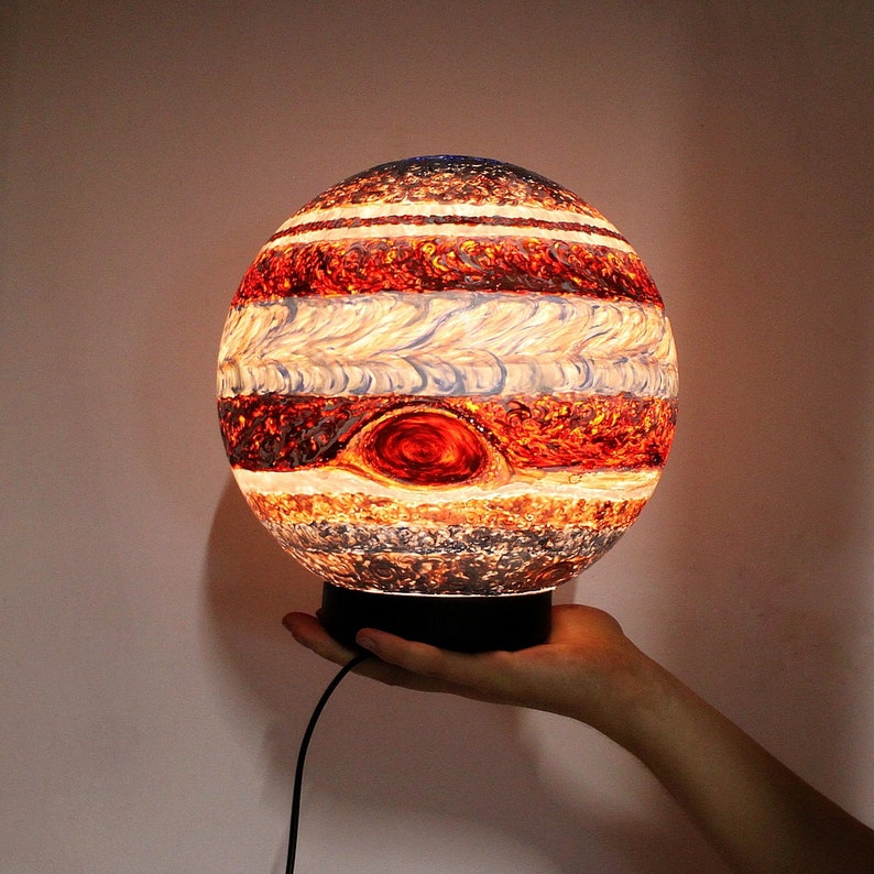 Jupiter handpainted lamp Space lamp Gift for astronom Etsy