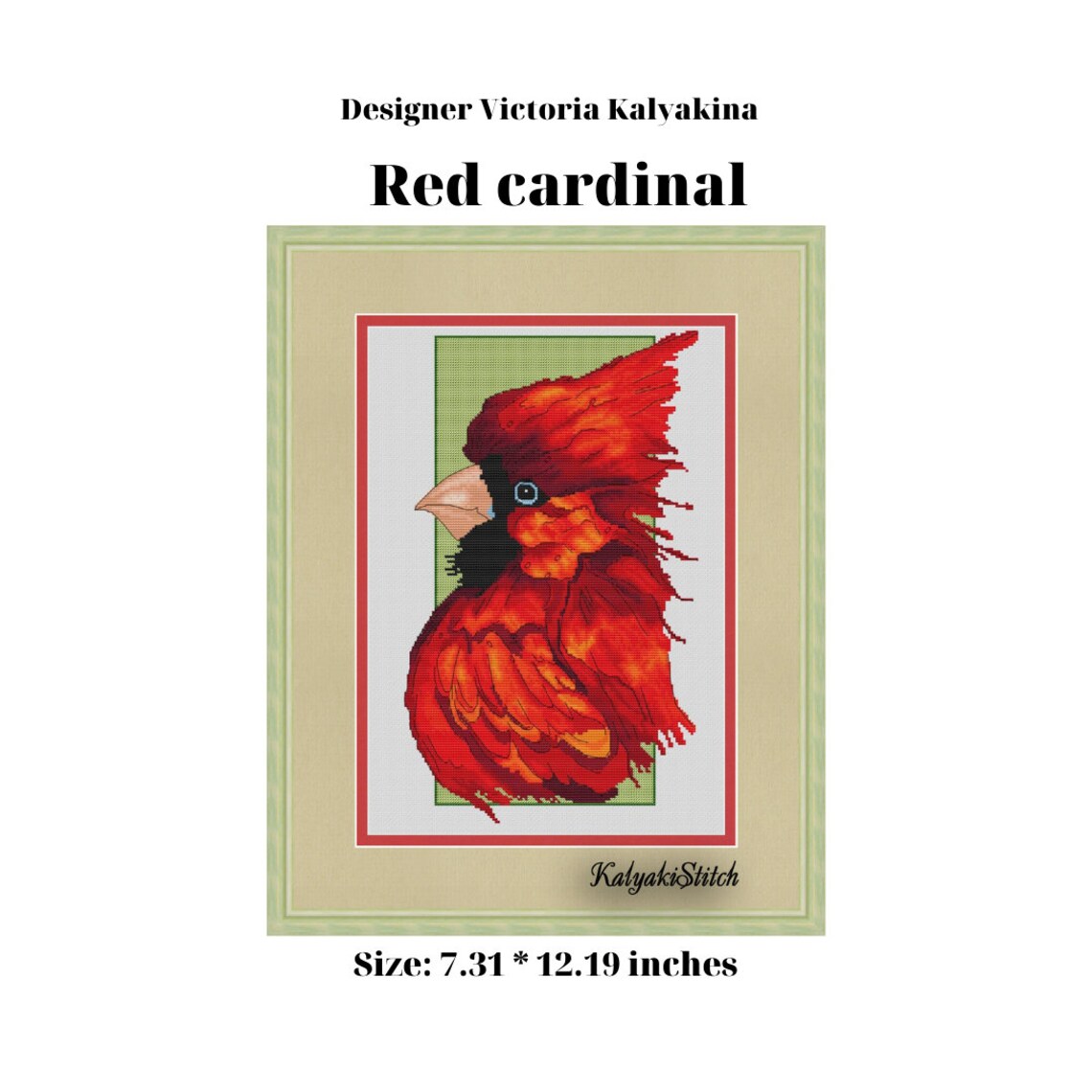 Red cardinal cross stitch pattern Counted cute bird easy pdf Etsy