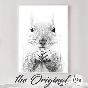 Printable Squirrel Art, Squirrel Nursery Print, Printable Wall Art ...