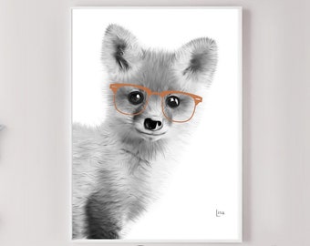 baby fox print, baby fox nursery, fox art print, baby fox art, fox painting, fox nursery decor, fox nursery print, fox illustration