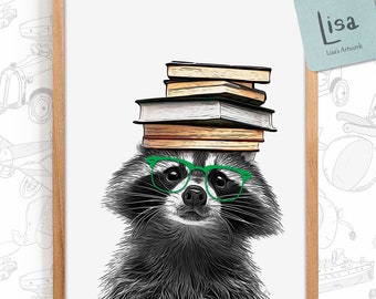raccoon classroom decor, Homeschool Decor, nursery decor, wall decor, home decor, room decor, printable wall art, instant download, book