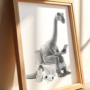 badrumskonst, dinosaurie, dinosauriedekor, badrumsväggkonst, badrumsbarnkonst, badrumsinredning, badrumsväggdekor, djurkonst, toalett, telefon
