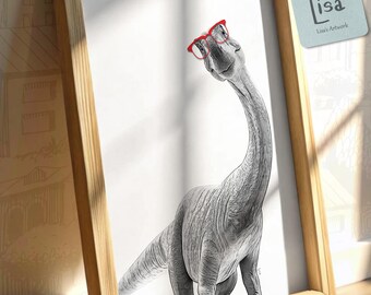 apatosaurus, arte de pared imprimible, dinosaurio, decoración de guardería para niños, guardería para bebés varones, guardería para niños, decoración de guardería
