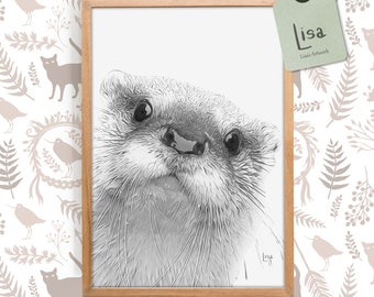 otter print art, otter nursery, otter wall art, printable wall art, printable poster, instant download, printable art nursery, zoo animal