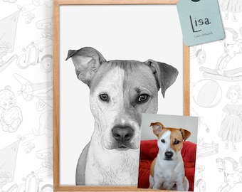 Personalisiertes HaustierPortrait, druckbare Wandkunst, personalisiertes Haustierportrait, personalisiertes Geschenk, druckbares Hundeportrait, Hunde dekor, Hundemalerei