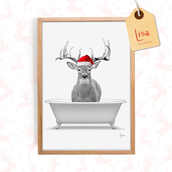 deer christmas bathroom decor, holiday decor, bathroom decor, printable christmas, christmas home decor, christmas ornaments, bathroom art