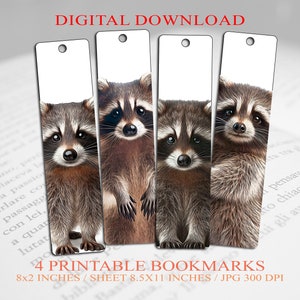 printable bookmarks, raccoon, gifts for readers, for kids, cute bookmarks, gift for women, unique bookmarks, gifts for teachers