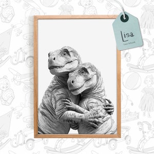 Dinosaurier T-Rex Valentinstag Geschenke, Valentinstag, Bruder, Wanddekor, Wandkunst, Kinderzimmer, großer Bruder, Schwester