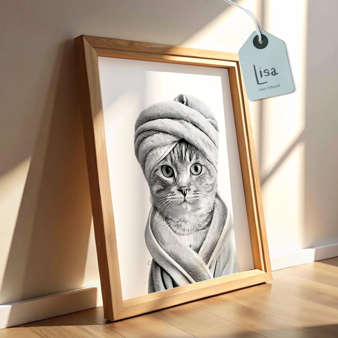 Funny Tabby Cat Spa Art – Bathroom Humor Print (digital Download) - Etsy