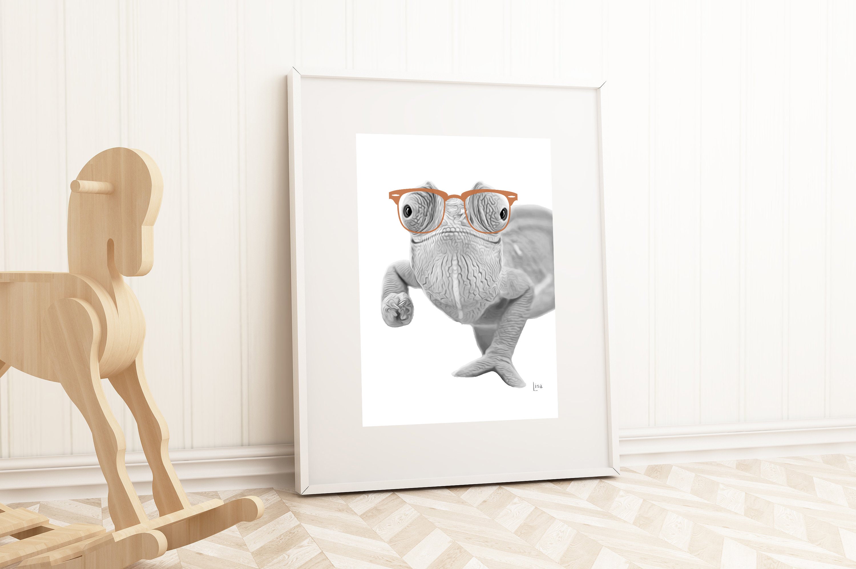 Chameleon Print Animal With Glasses Funny Animal Poster - Etsy