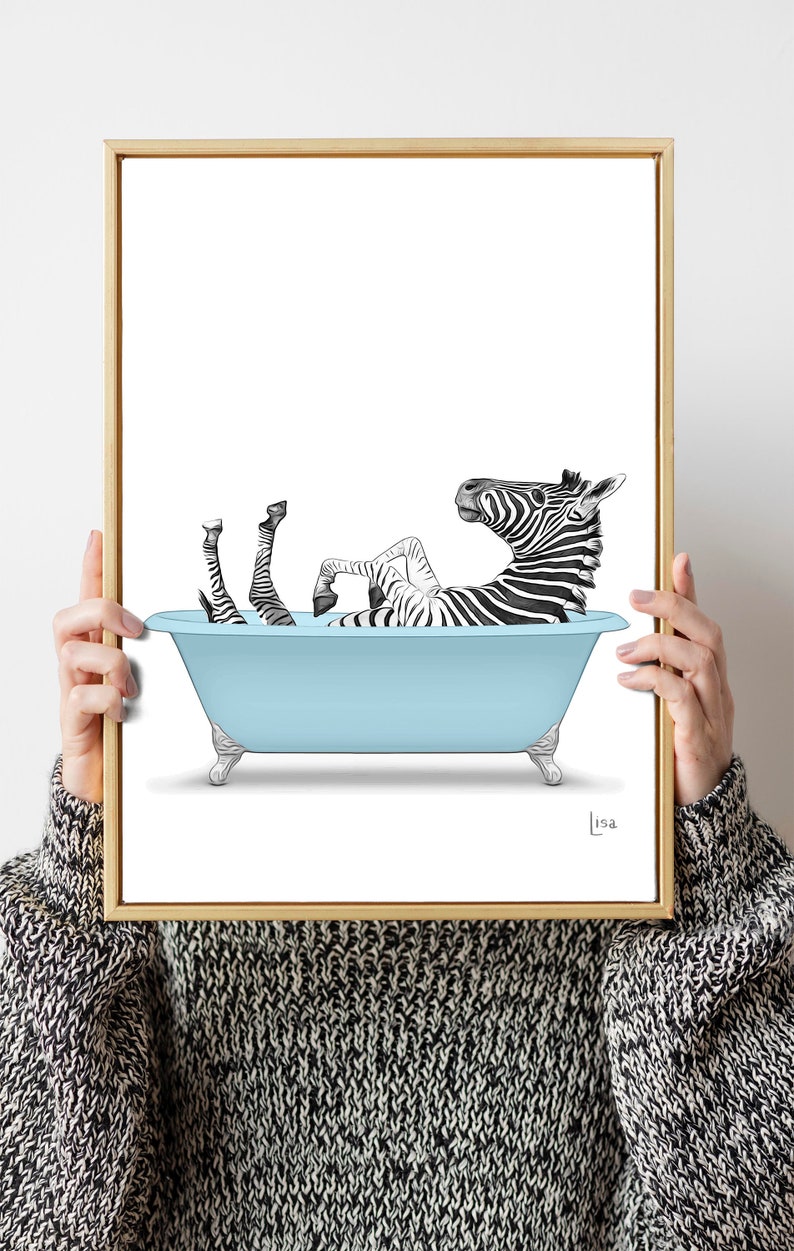 Bathroom Art Zebra Print Zebra Art Bathroom Wall Art Etsy