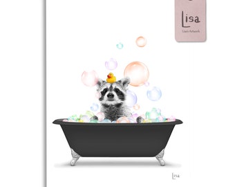 Printable Lisa's Pets Canvas Wall Decor Prints - Cat in Bathroom with Pink Toilet Paper on Head ( Animals > Cats > Tabby Cats art) - 40x26 in