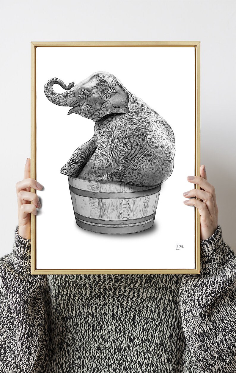 Bathroom Art Elephant Wall Art Bathroom Wall Art Bathroom Etsy