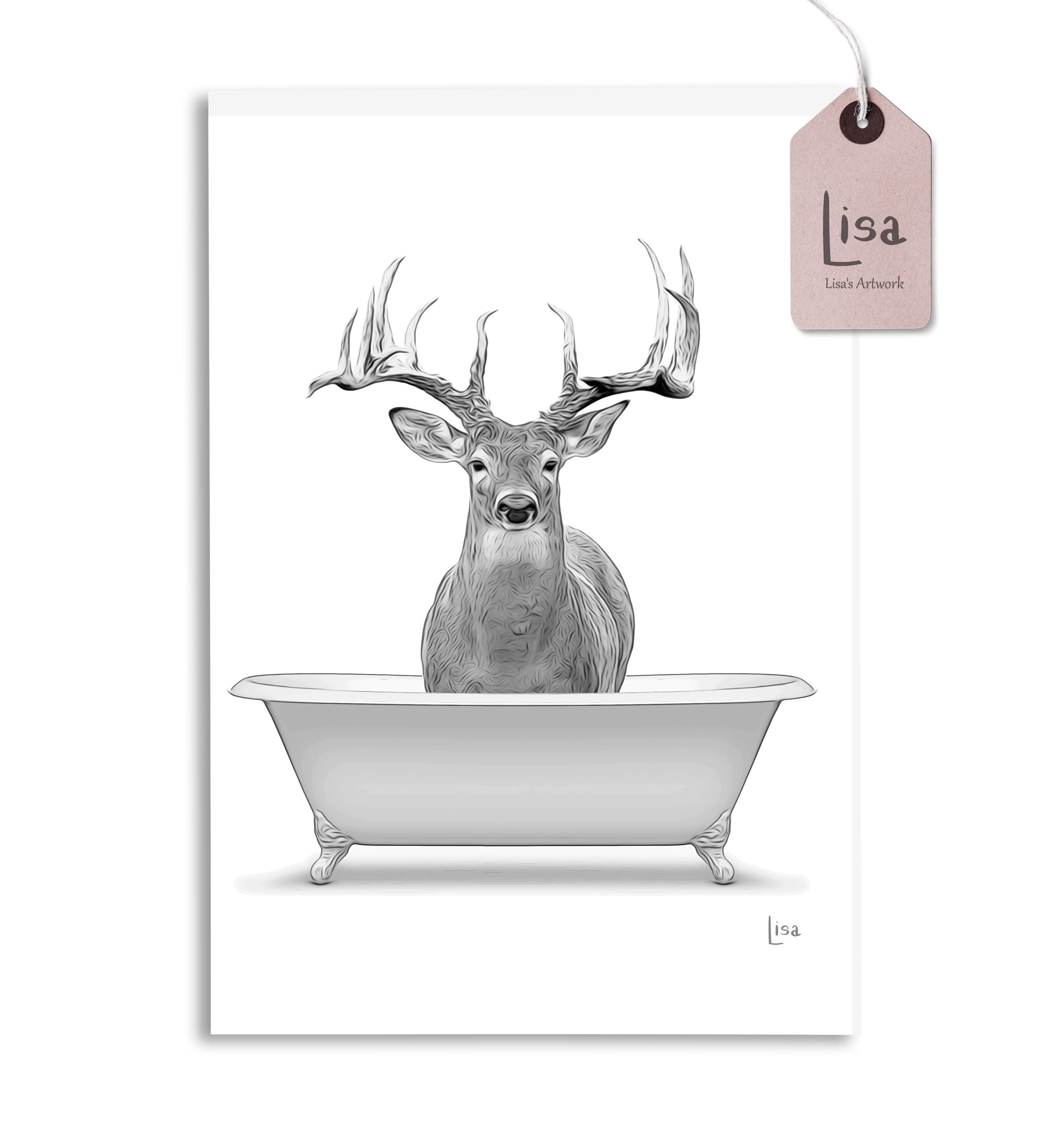 Bathroom Art Deer Wall Art Bathroom Wall Art Bathroom Kids Etsy